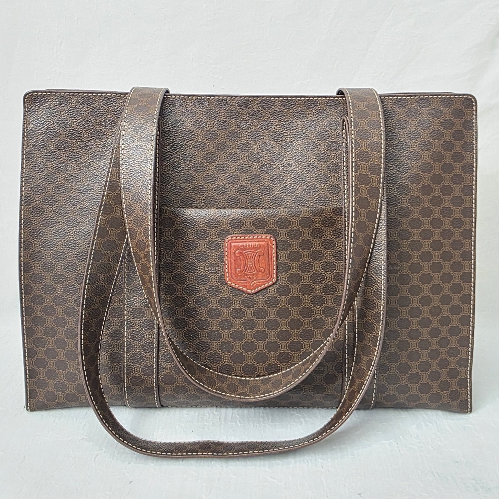 Auth Celine Macadam Pattern Shoulder Bag